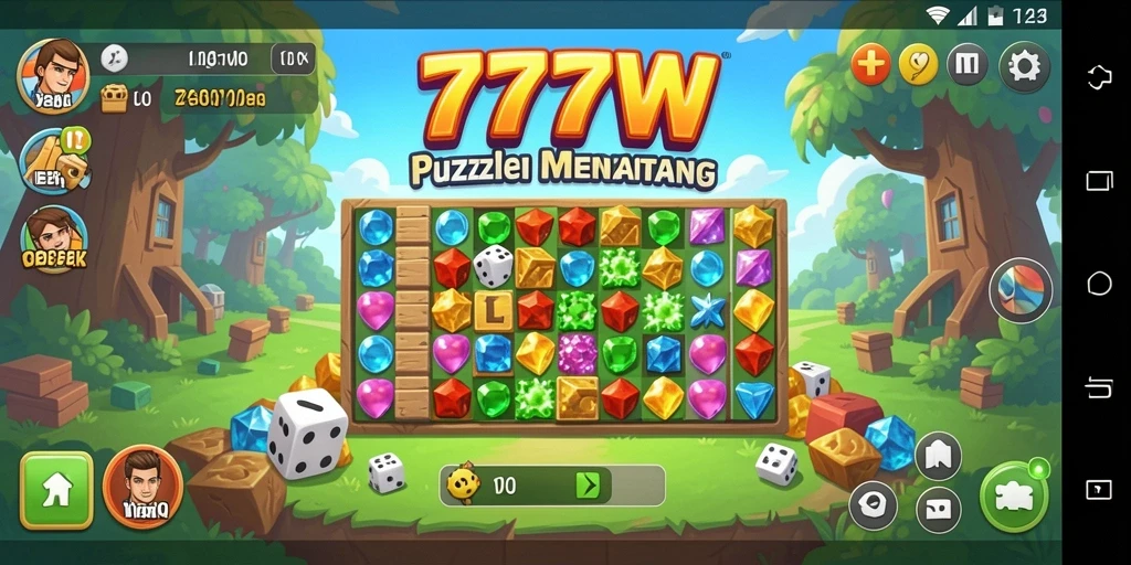 Tangkapan layar 7777W yang menunjukkan gameplay Puzzle yang menarik.