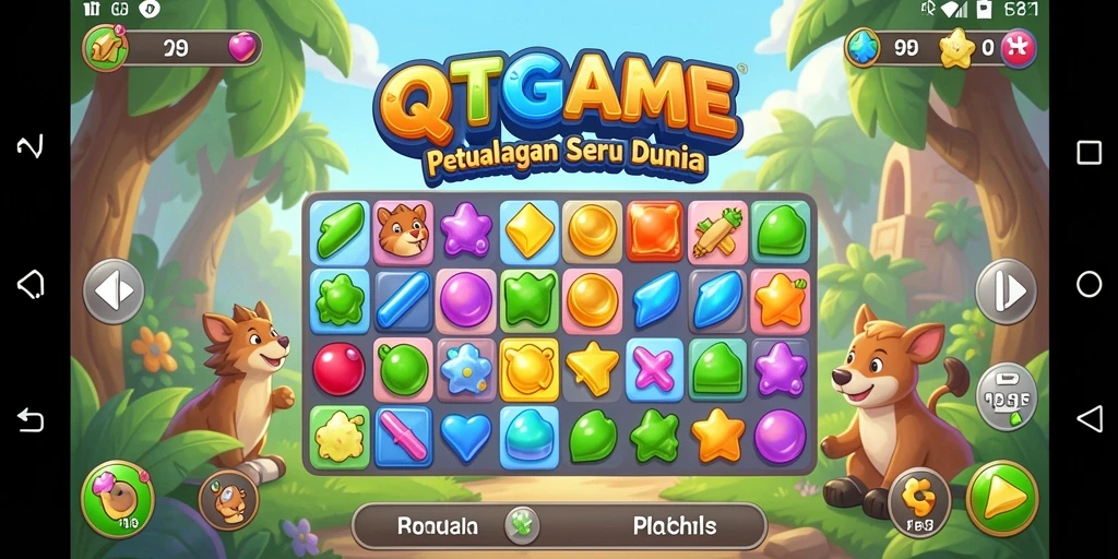 Screenshot gameplay QTGAME yang menunjukkan keseruan mencocokkan item.