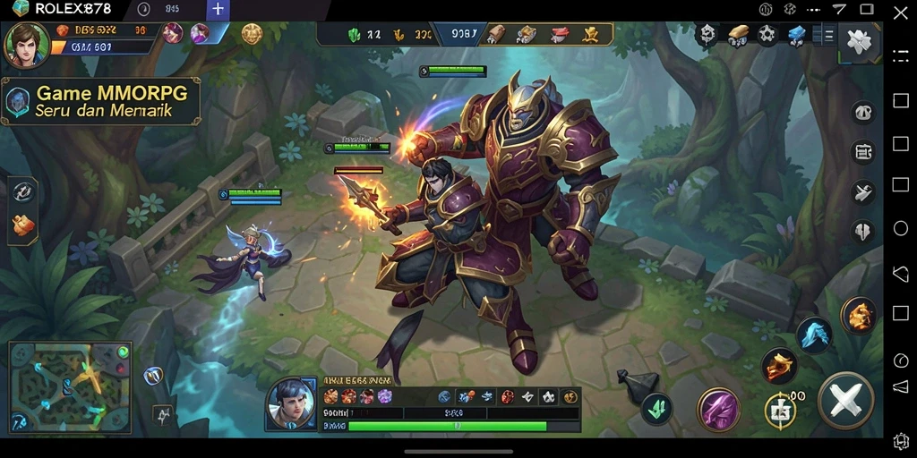 Tangkapan layar gameplay ROLEX878 dengan karakter beraksi di medan perang.