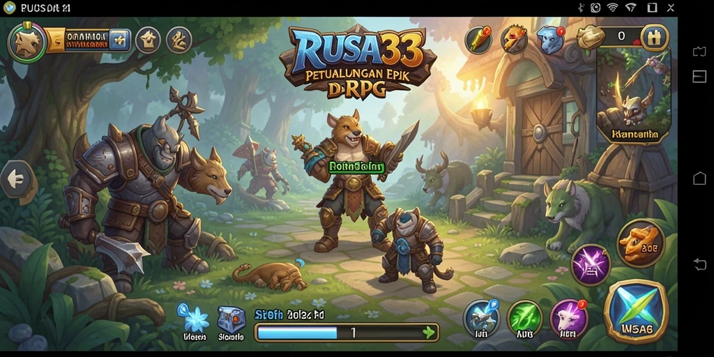 Screenshot RUSA33 menampilkan aksi pertempuran mendebarkan dalam dunia RPG yang kaya.