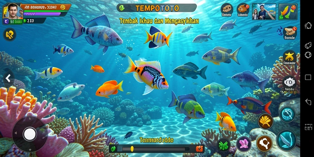 Gameplay seru TEMPOTOTO menembak ikan dengan grafis memukau.