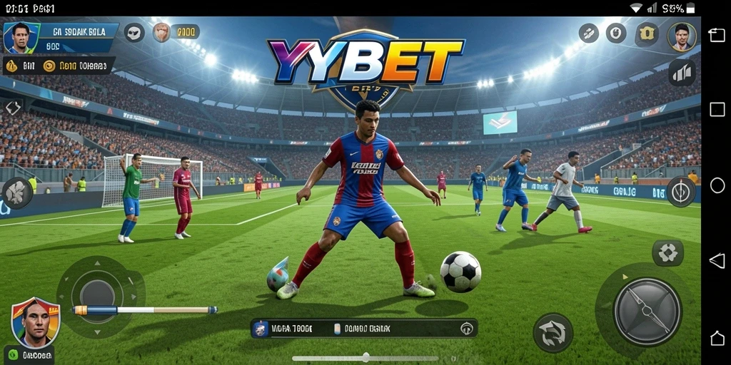 Tangkapan layar gameplay YYBET menunjukkan aksi seru dalam sepak bola.